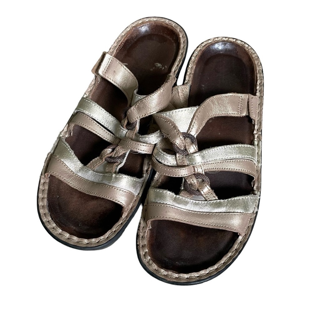 NAOT Leather Sandals Heel Tan Gold Subtle Shimmer 37